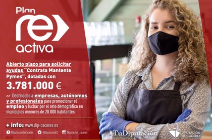 La Diputación de Cáceres abre el plazo para solicitar las ayudas a pymes, dotadas con 3,7 millones de euros